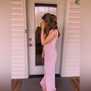 Pink Sequins Prom Dress